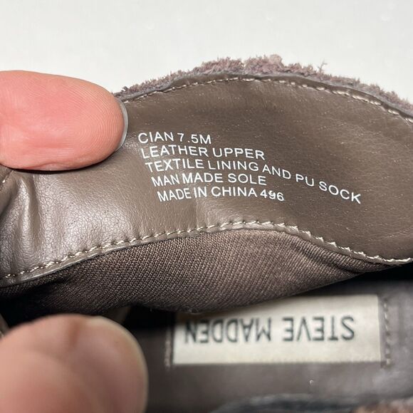 Steve Madden Ohio Brown Suede Boots Women 7.5 Zip Leather Fringe Ankle Booties - Picture 11 of 11